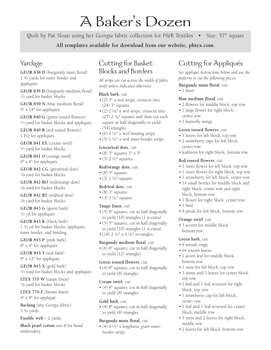 A Bakers Dozen Quilt Pattern Templates - Pat Sloan, Page 2