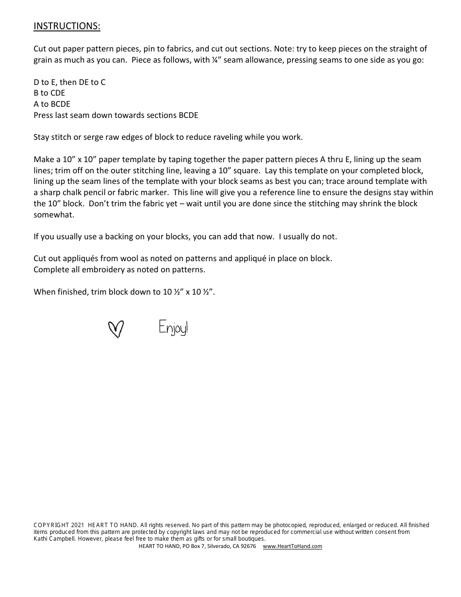 Fall Breeze Quilt Pattern Templates - Heart to Hand, Page 3