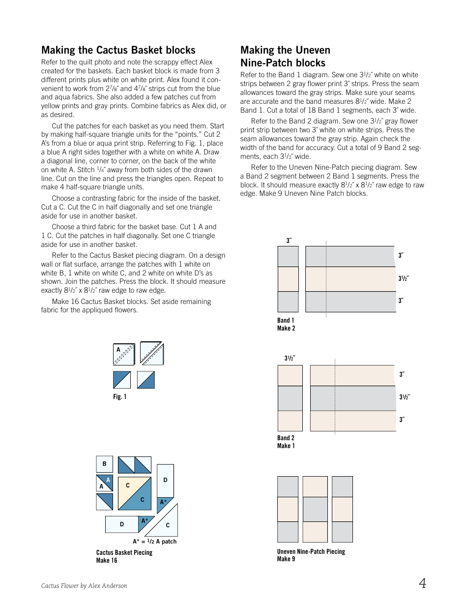 Cactus Flower Quilt Pattern Templates, Page 4