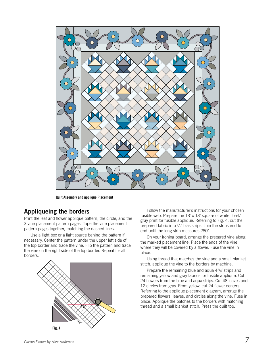 Cactus Flower Quilt Pattern Templates, Page 7