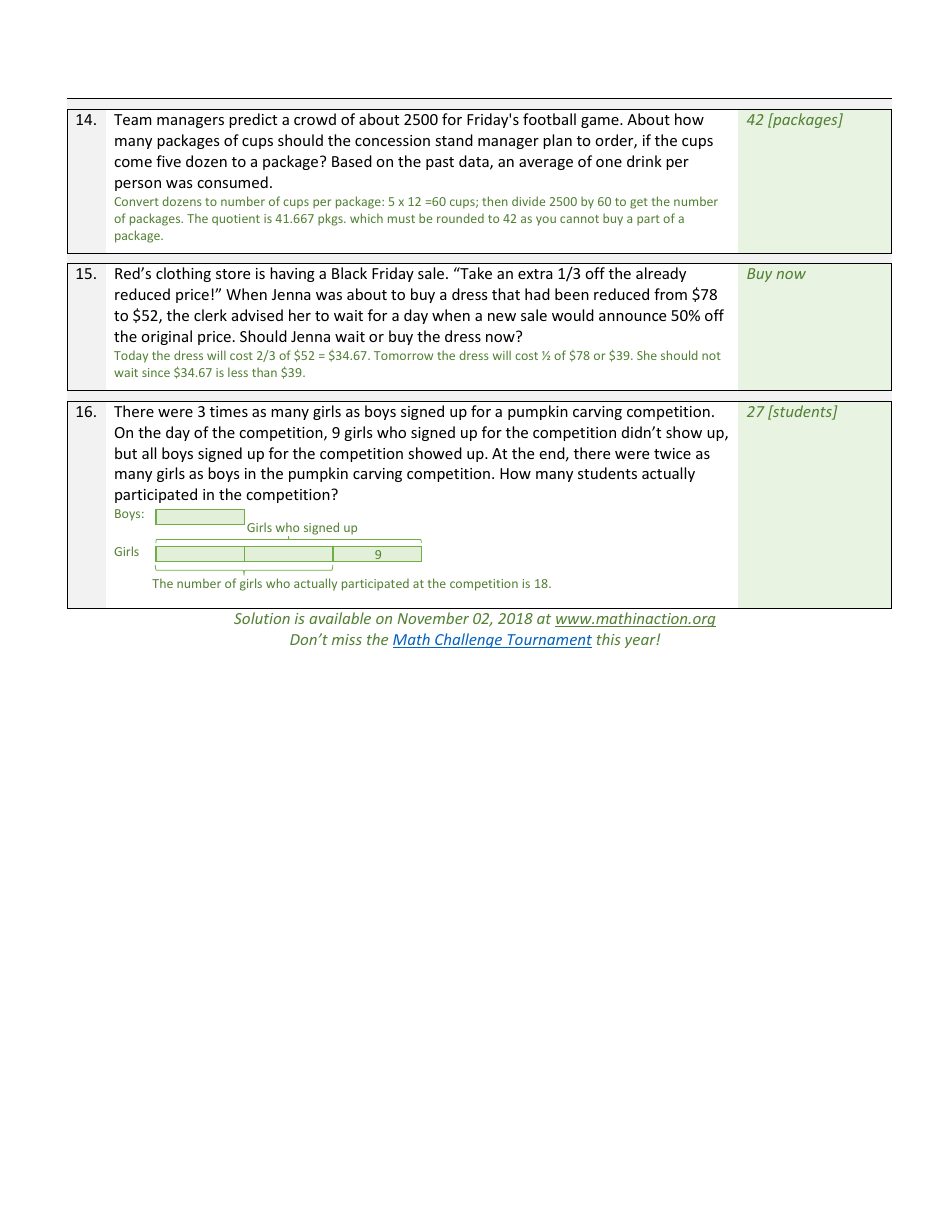Autumn Math Challenge Sheet, Page 3