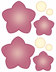 Document preview: Colored 5 Petal Flower Templates