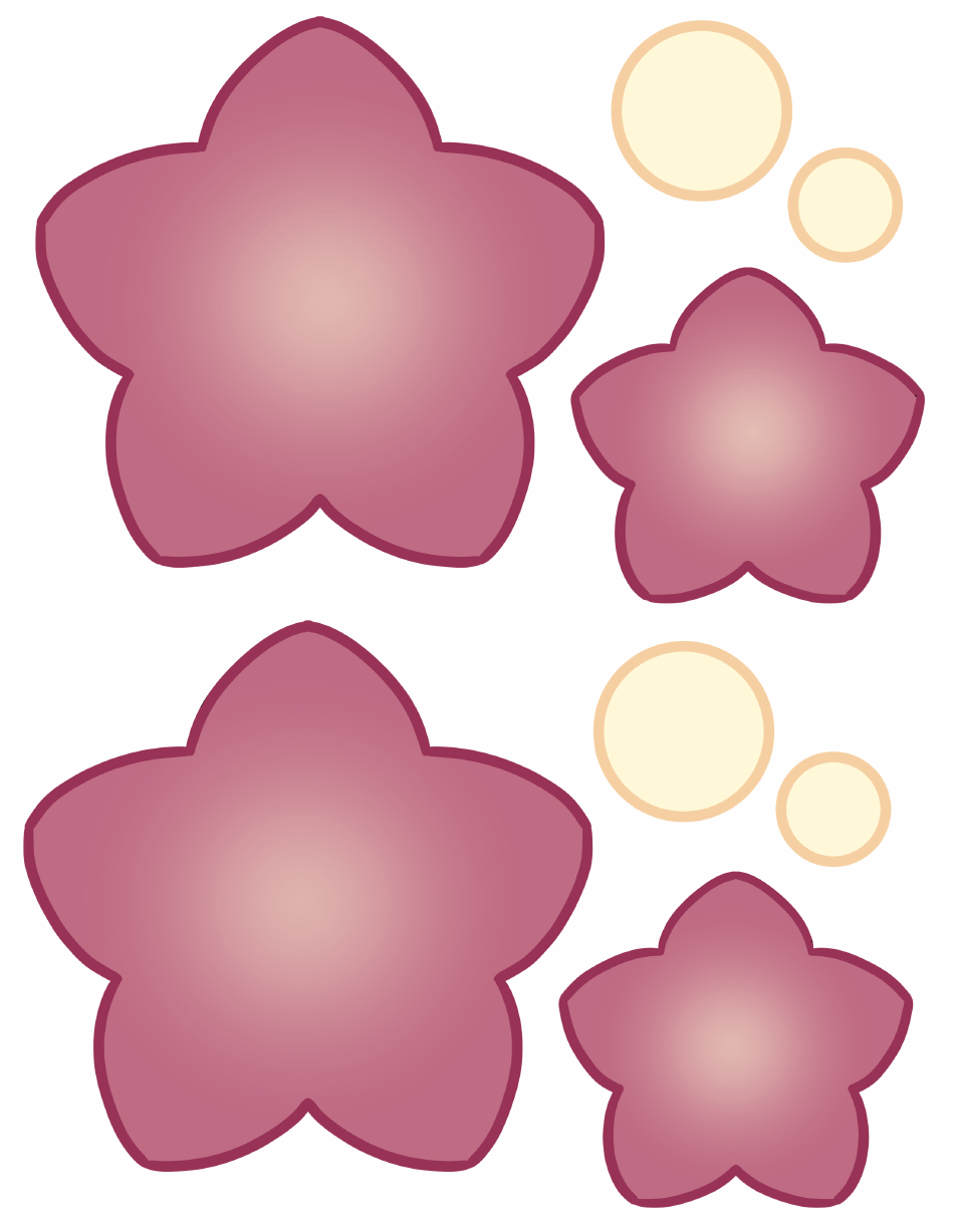Colored 5 Petal Flower Templates, Page 1