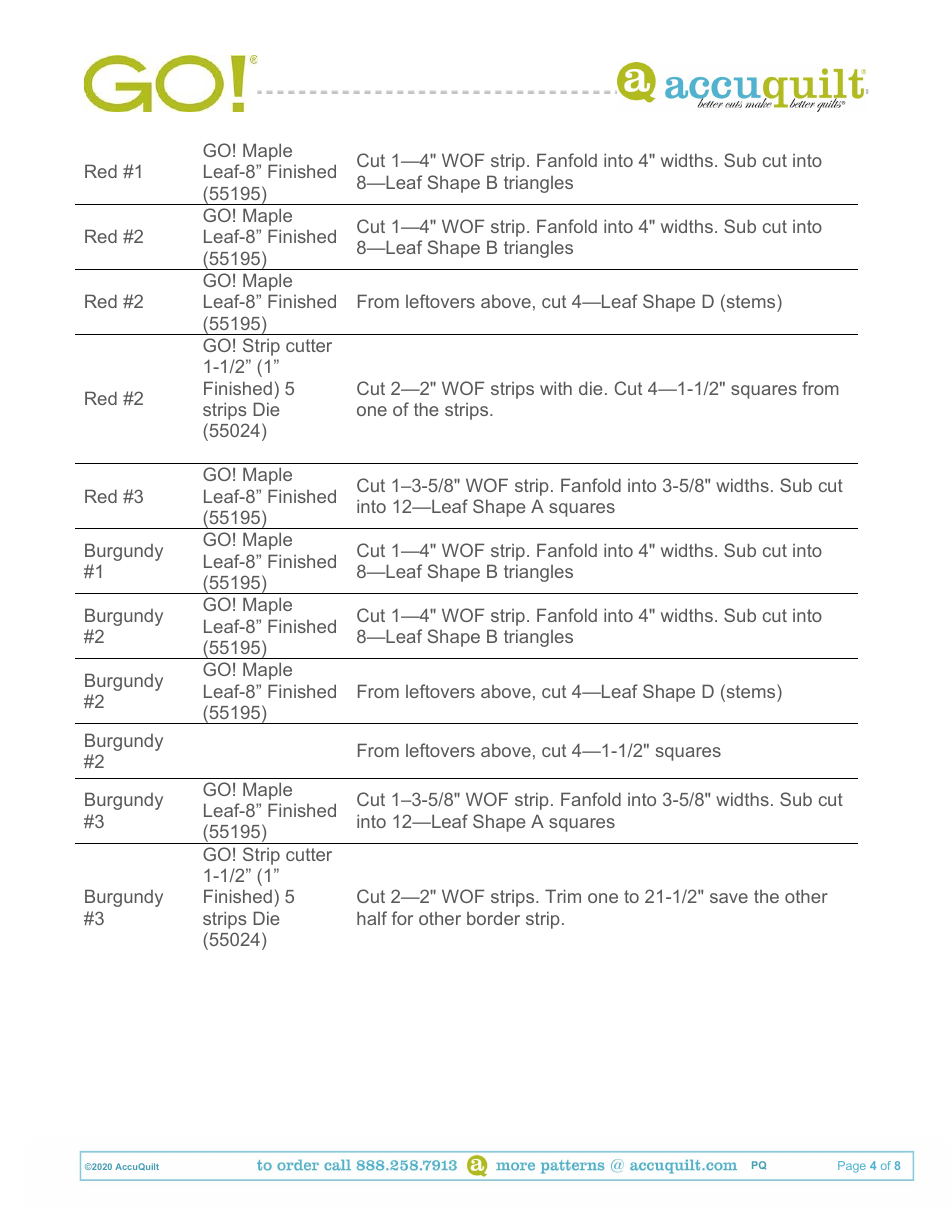 Maple Leaf Table Runner Pattern - Accuquilt, Page 4