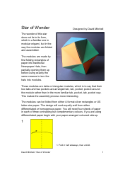 Document preview: Origami Paper Star of Wonder - David Mitchell