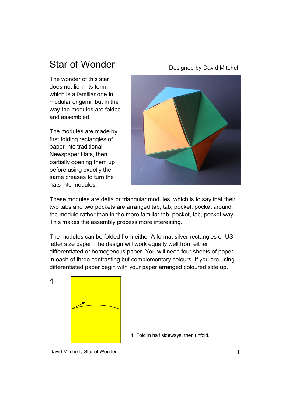 Origami Paper Star of Wonder - David Mitchell
