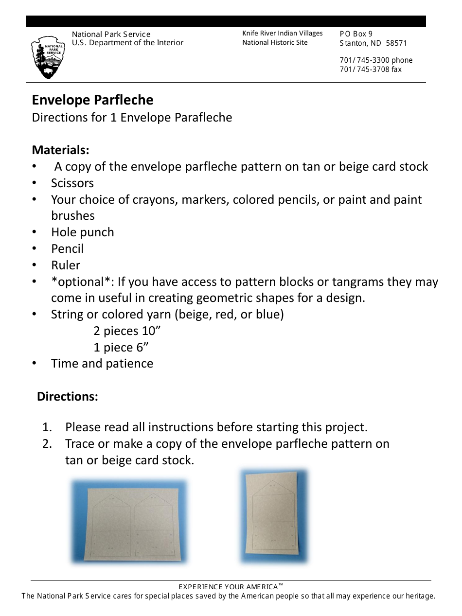 Envelope Parfleche Instructions, Page 1
