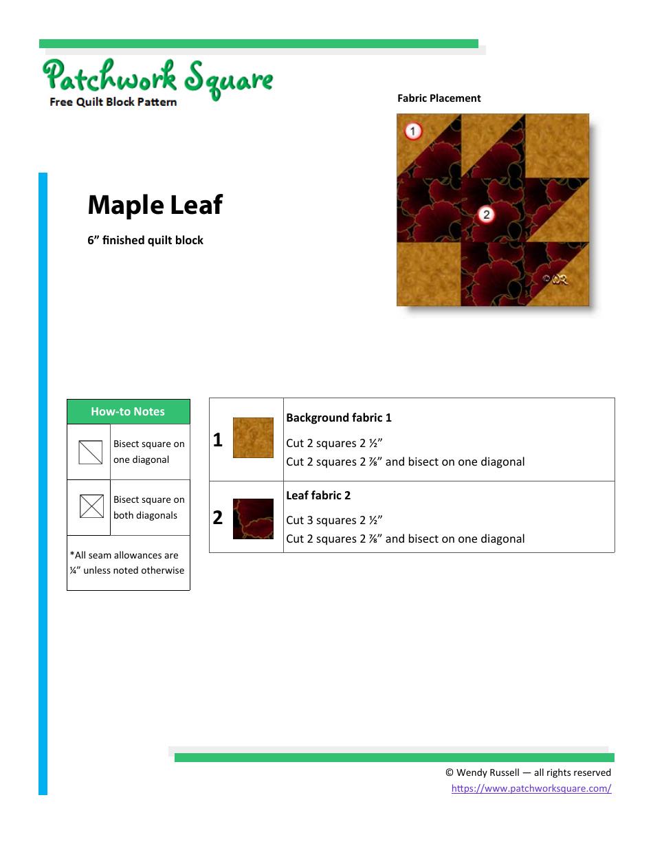 Maple Leaf Quilt Block Pattern - Patchwork Square, Page 4