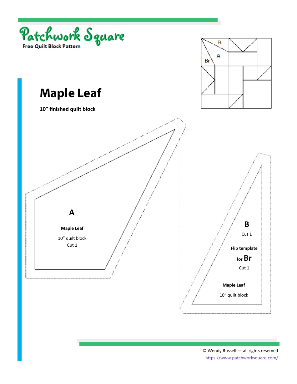 Maple Leaf Quilt Block Pattern - Wendy Russell, Page 3