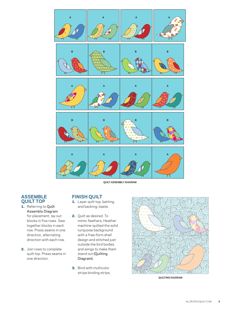 American Birds Quilt Pattern Templates, Page 5