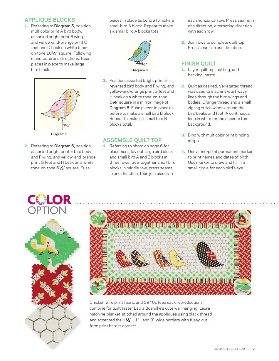 American Birds Quilt Pattern Templates, Page 7