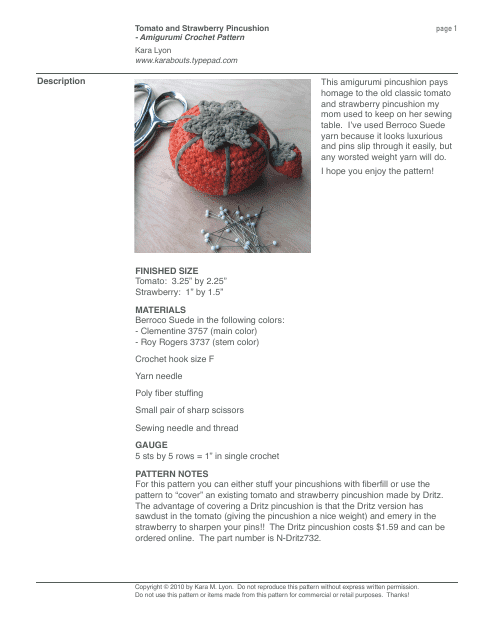 Tomato and Strawberry Pincushion Crochet Pattern - Image Preview