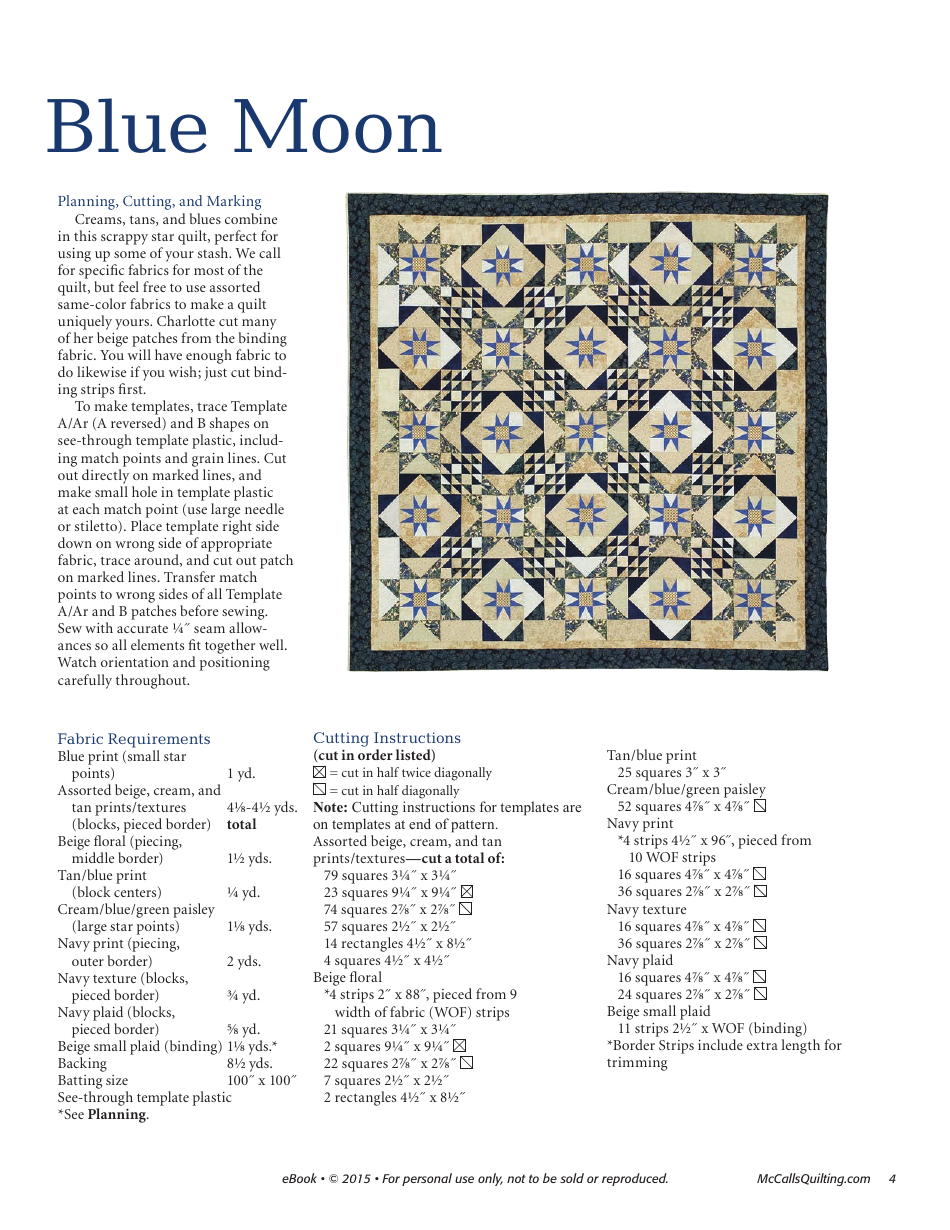 Blue Moon Quilt Pattern Templates -mccallsquilting, Page 4