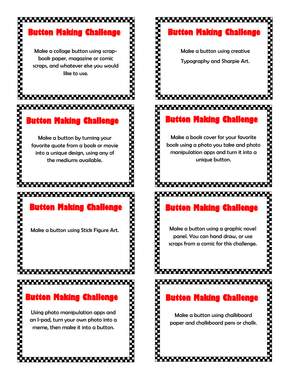 Button Making Challenge Templates - customizable design solutions