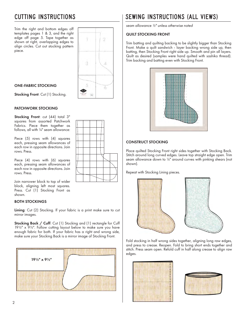 Candlelight Stocking Sewing Templates, Page 2