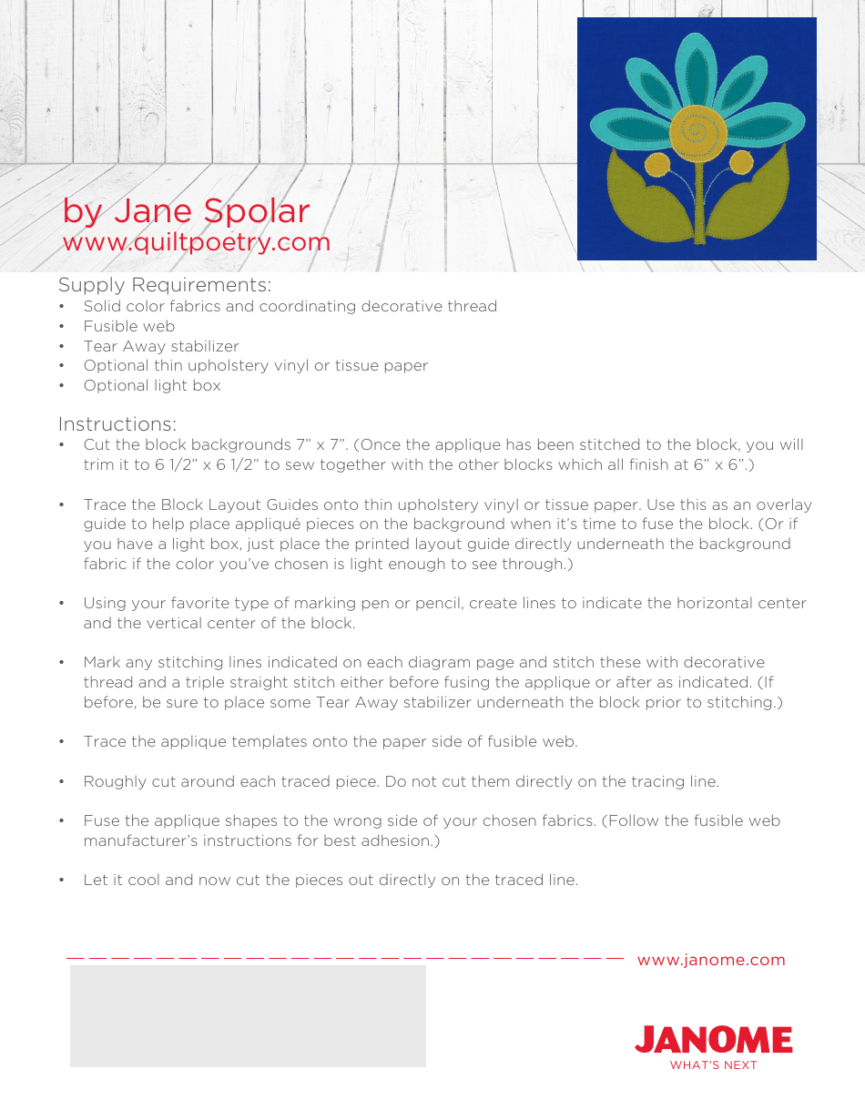 Little Flower Quilt Block Template and Diagram - Janome, Page 2