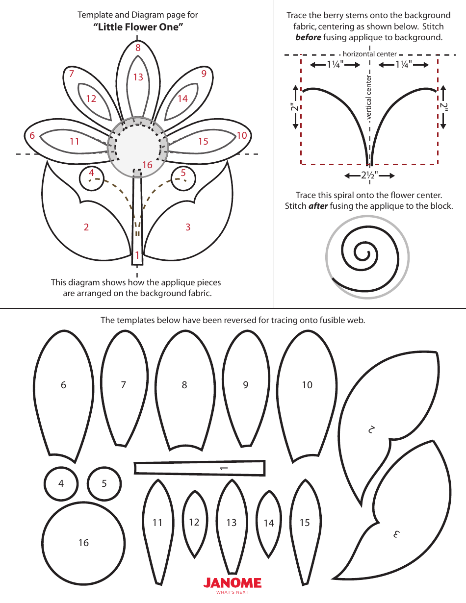 Little Flower Quilt Block Template and Diagram - Janome, Page 5