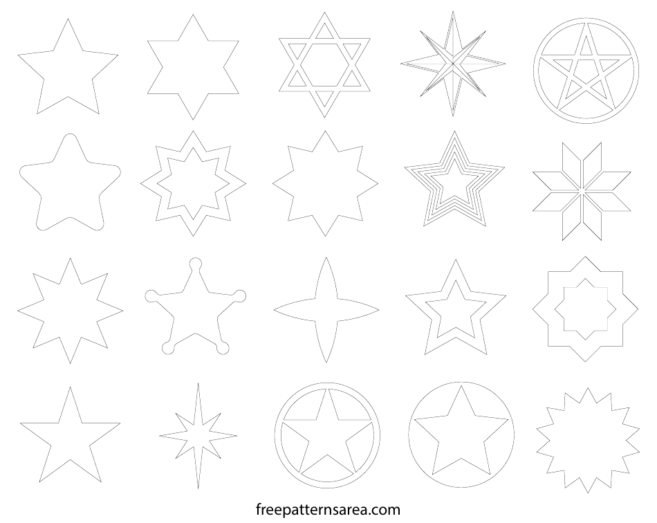 Star Shape Outline Templates, Page 1