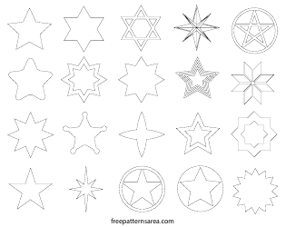 Document preview: Star Shape Outline Templates