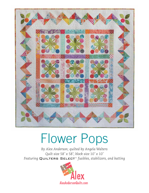 Flower Pops Quilt Pattern Templates - vibrant quilting designs templates