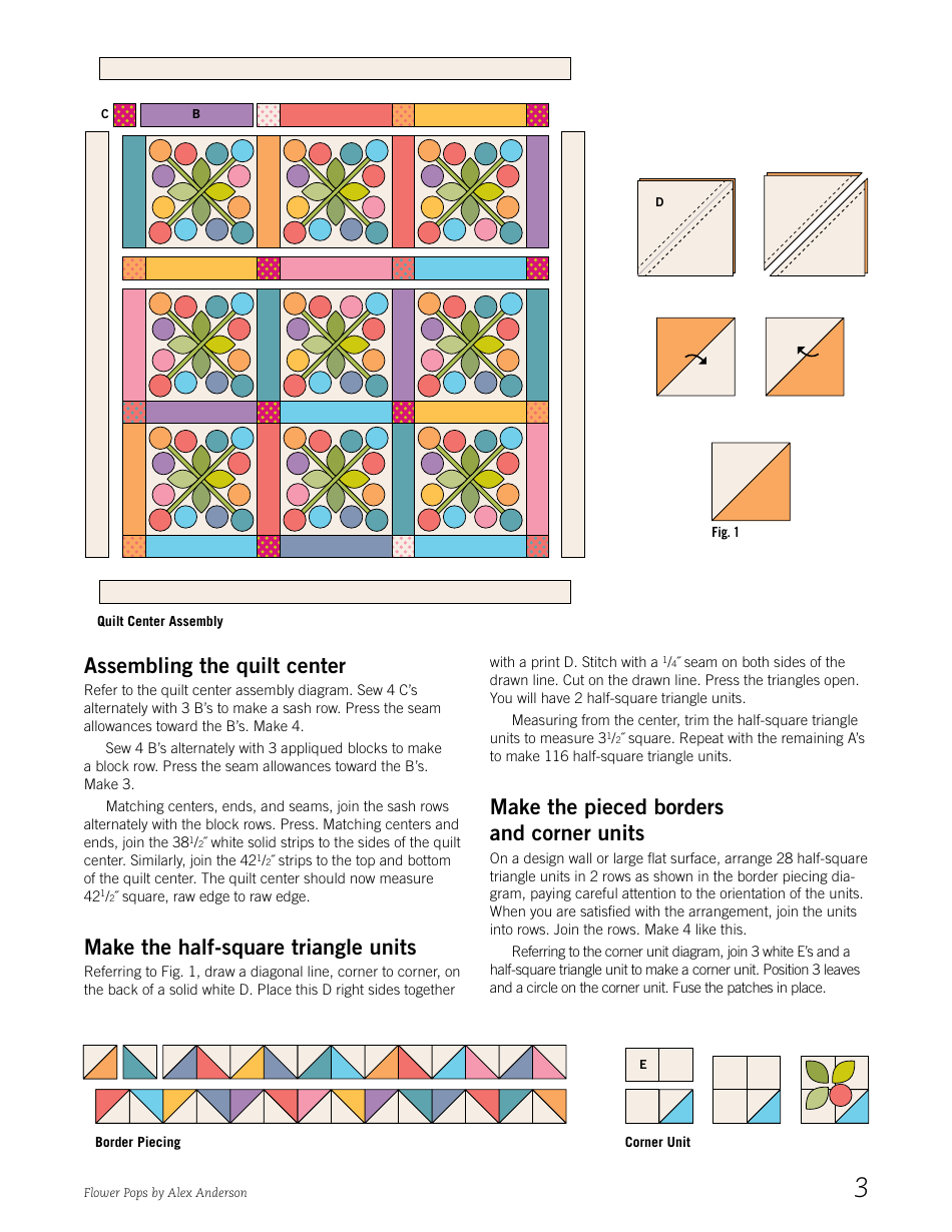 Flower Pops Quilt Pattern Templates, Page 3