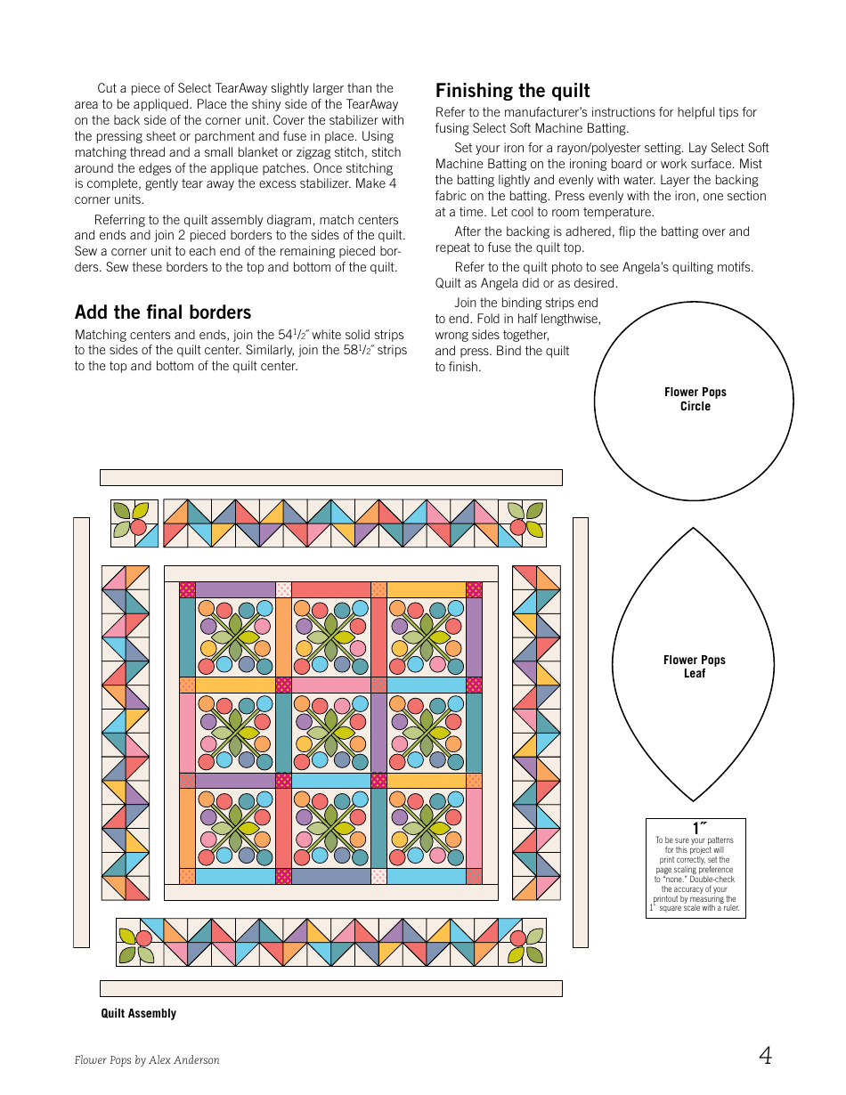 Flower Pops Quilt Pattern Templates, Page 4