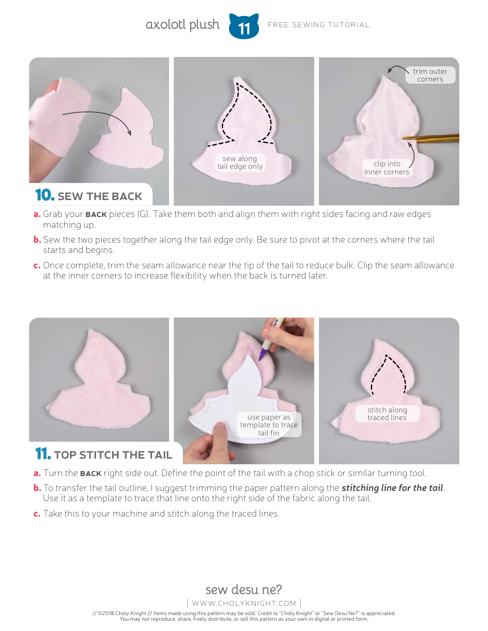 Axolotl Plush Sewing Templates - Choly Knight, Page 11