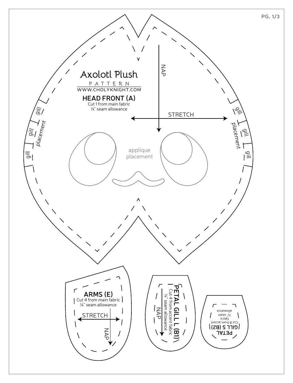 Axolotl Plush Sewing Templates - Choly Knight, Page 14