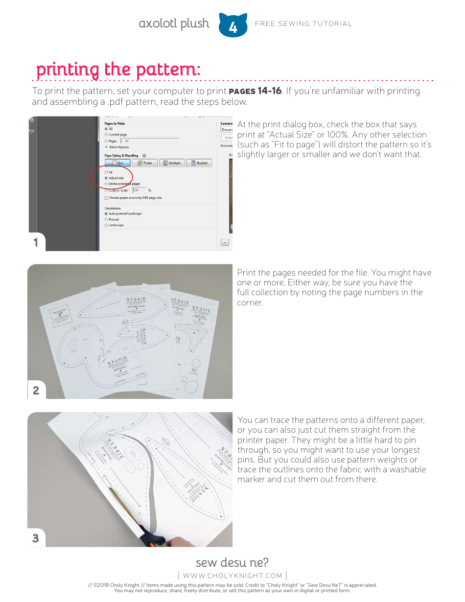 Axolotl Plush Sewing Templates - Choly Knight, Page 4
