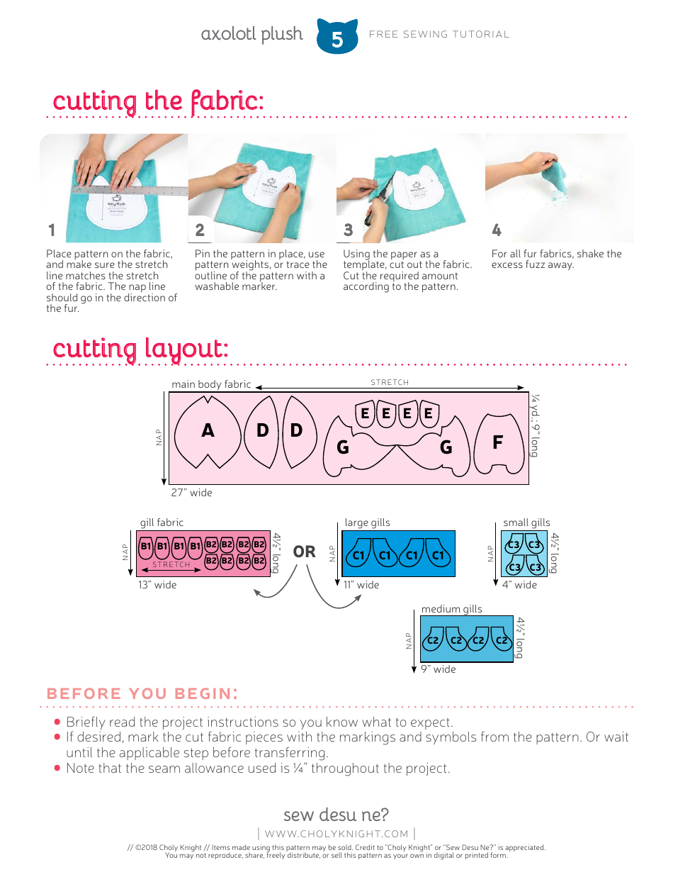 Axolotl Plush Sewing Templates - Choly Knight, Page 5
