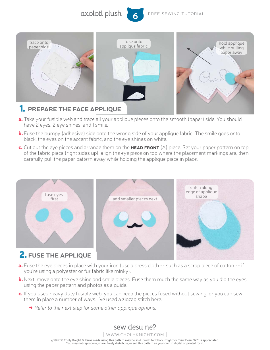 Axolotl Plush Sewing Templates - Choly Knight, Page 6