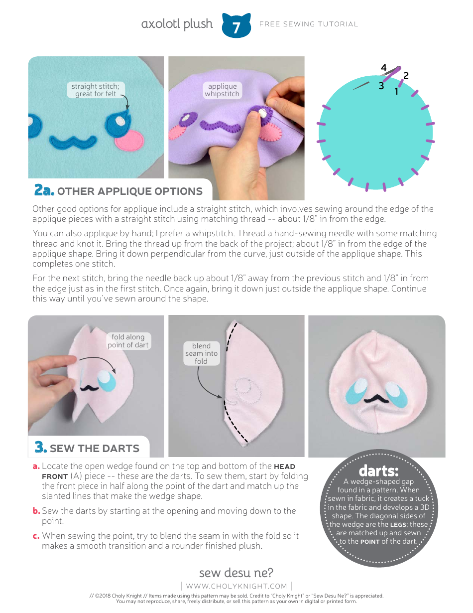 Axolotl Plush Sewing Templates - Choly Knight, Page 7