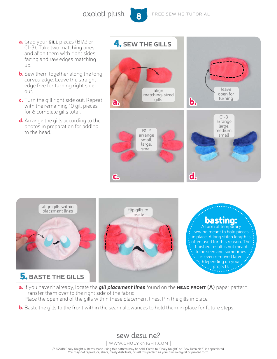 Axolotl Plush Sewing Templates - Choly Knight, Page 8