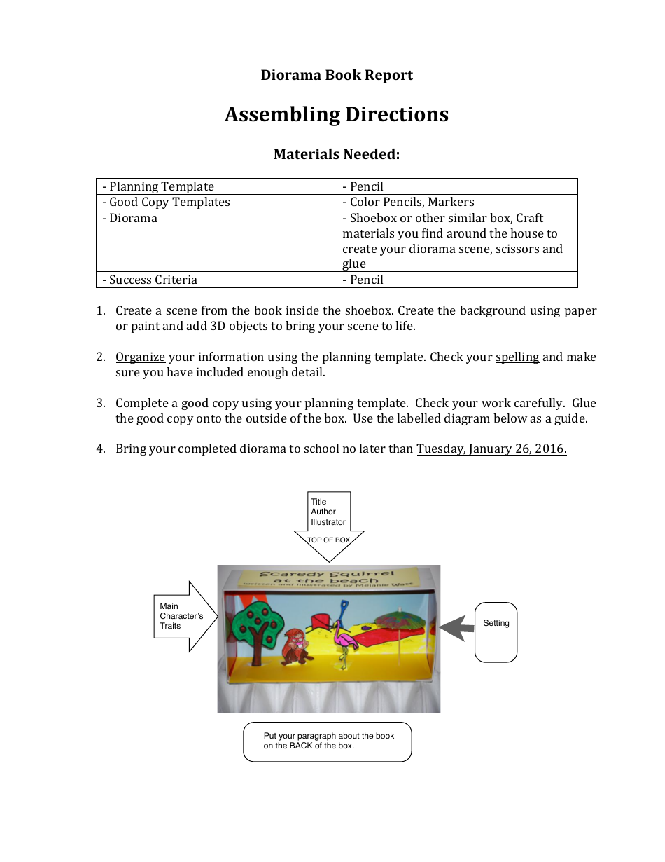 diorama book report pdf