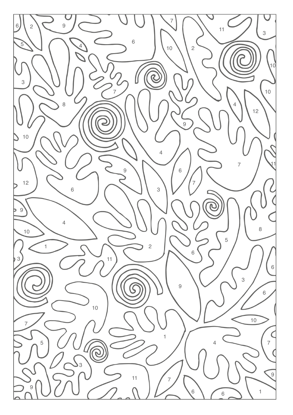 Fallen Leaves Color by Number Template, Page 1