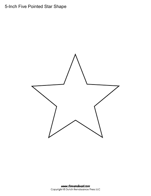 5-inch Five Pointed Star Shape Template