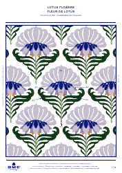 Document preview: Lotus Flowers Embroidery Pattern Template (English/French)