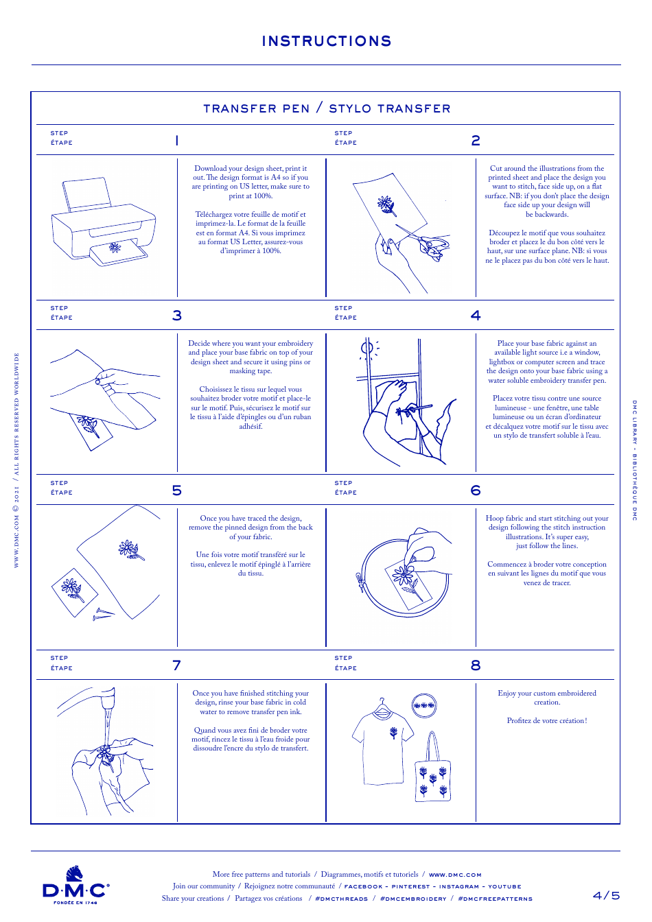 Lotus Flowers Embroidery Pattern Template (English / French), Page 4