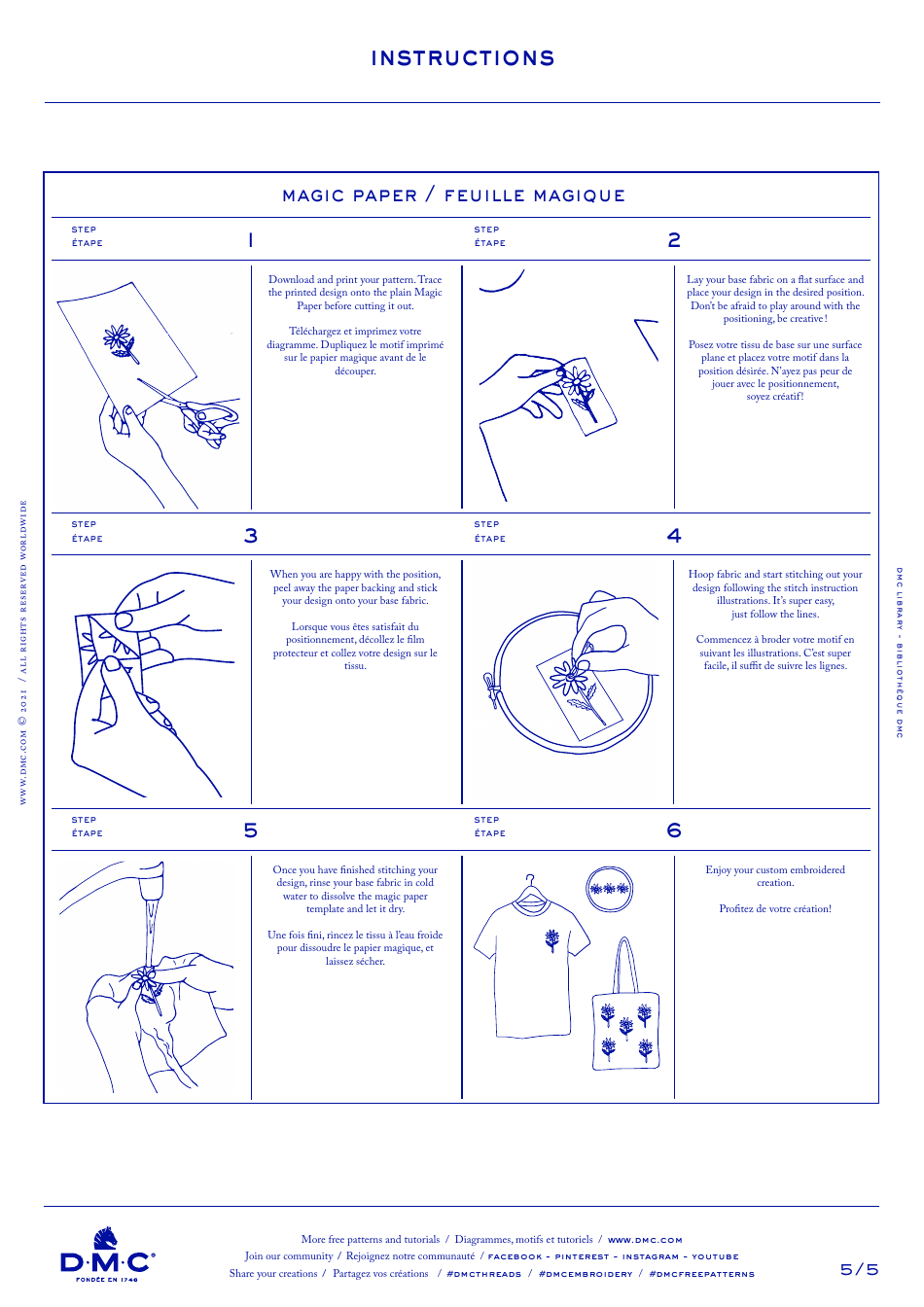 Lotus Flowers Embroidery Pattern Template (English / French), Page 5