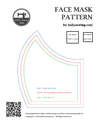 Document preview: Face Mask Sewing Pattern Template
