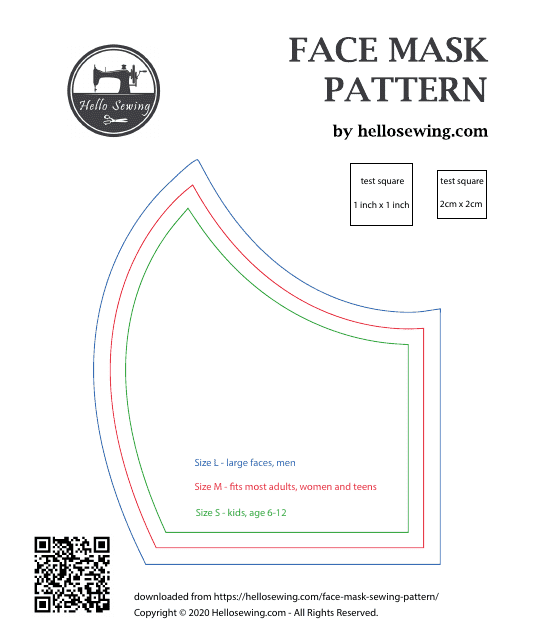 Face Mask Sewing Pattern Template