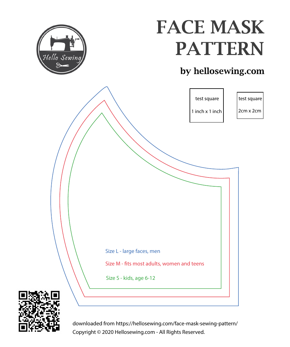 Face Mask Sewing Pattern Template Download Printable PDF Templateroller