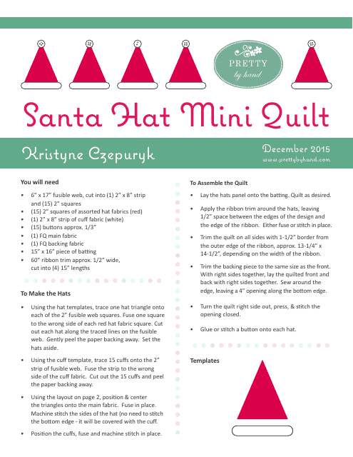 Santa Hat Mini Quilt Pattern Template