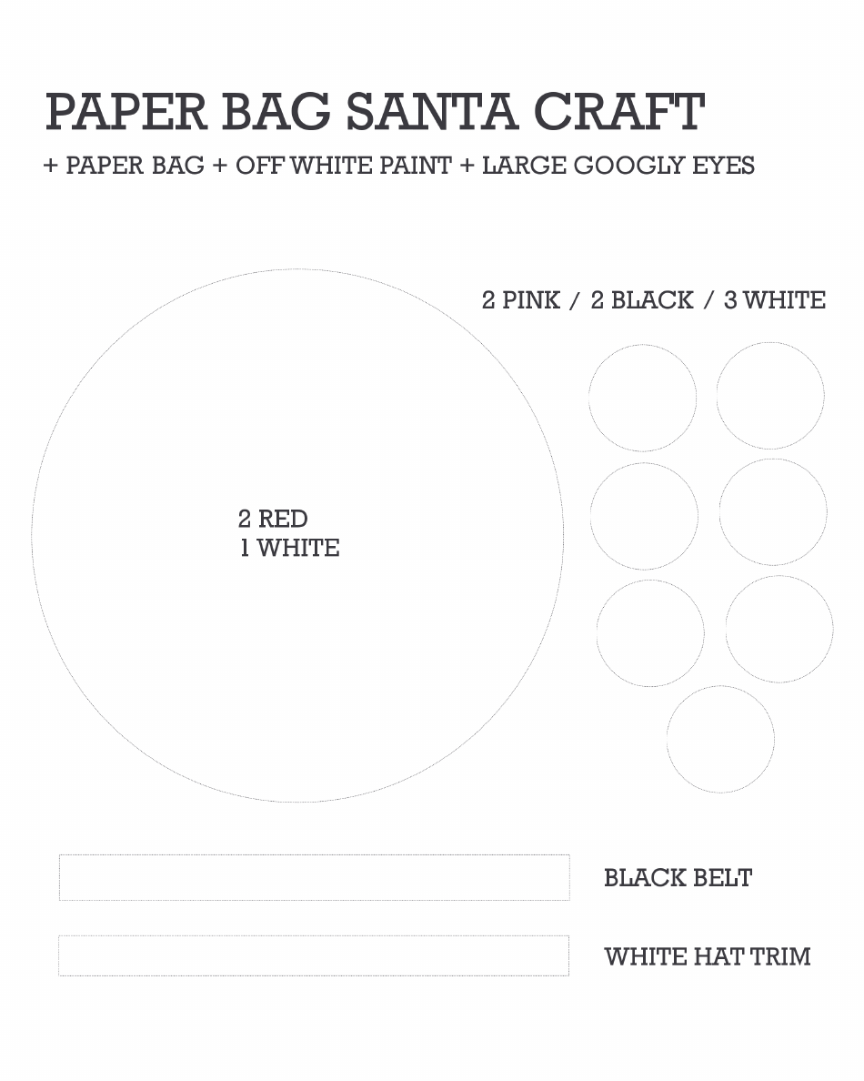 Paper Bag Santa Craft Template, Page 1