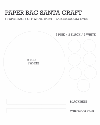 Document preview: Paper Bag Santa Craft Template