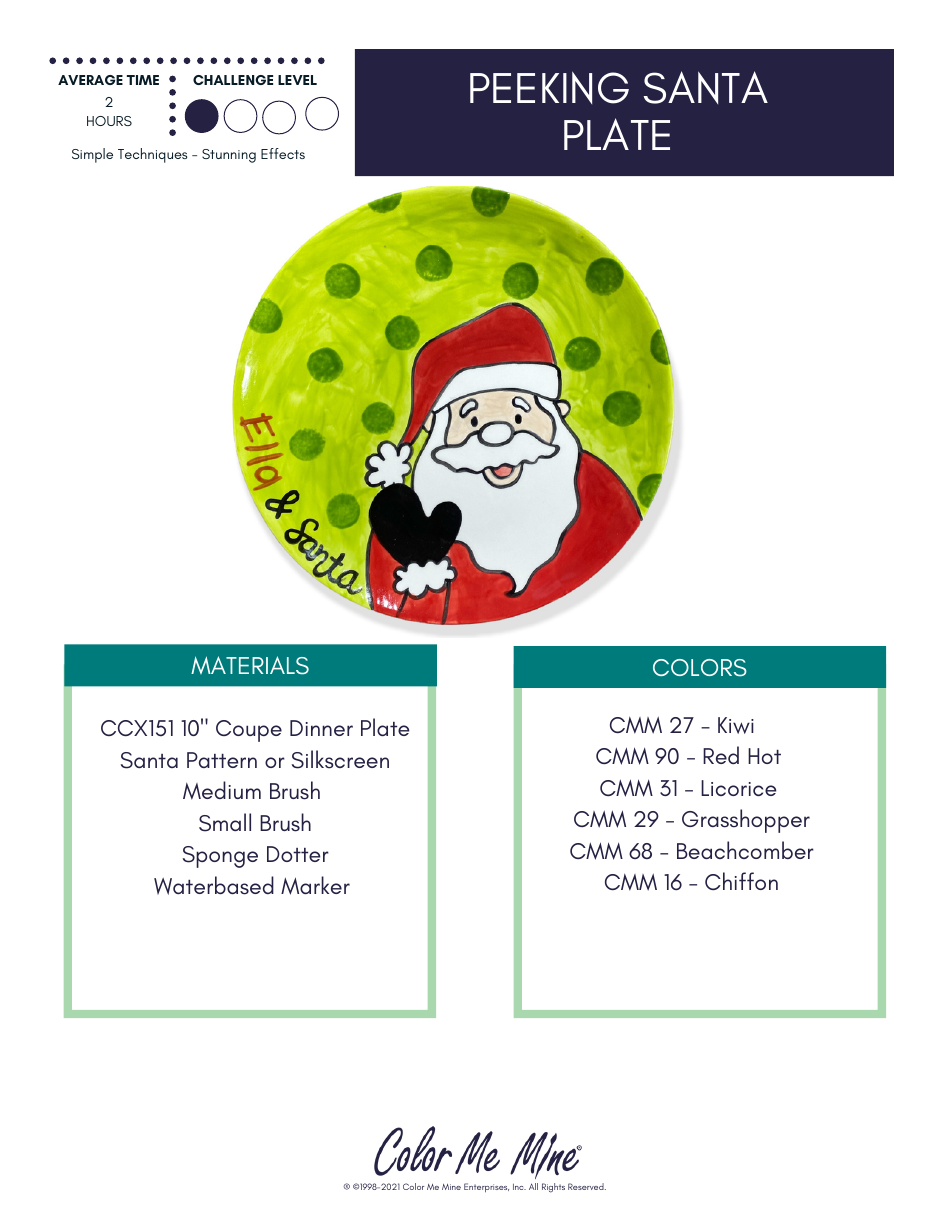 Peeking Santa Plate Pattern Template - Beautiful design of a Santa Claus peeking over a plate, perfect for festive holiday decorations.