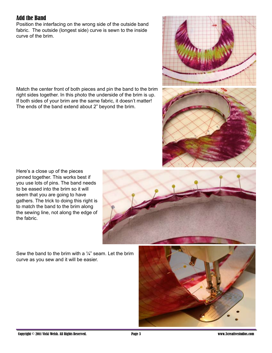 Wide-Brim Sun Visor Sewing Pattern Template, Page 3