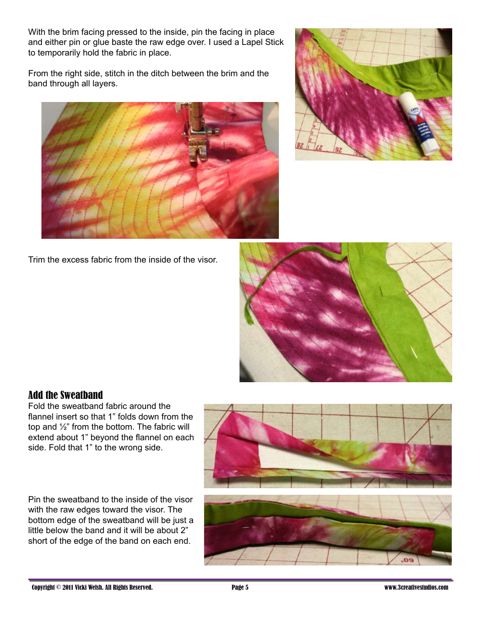 Wide-Brim Sun Visor Sewing Pattern Template, Page 5