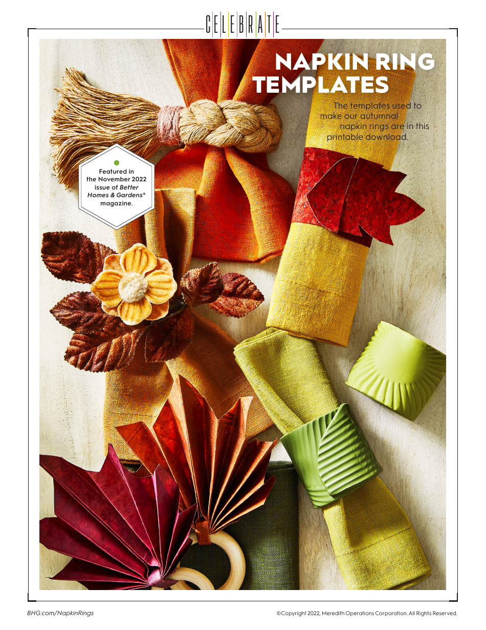 Paper Leaf Napkin Ring Templates Meredith Operations Corporation
