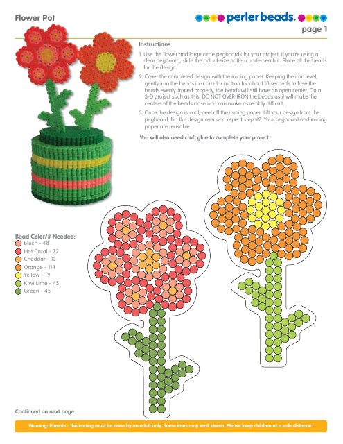 Perler Beads Flower Pot Pattern - Preview Image